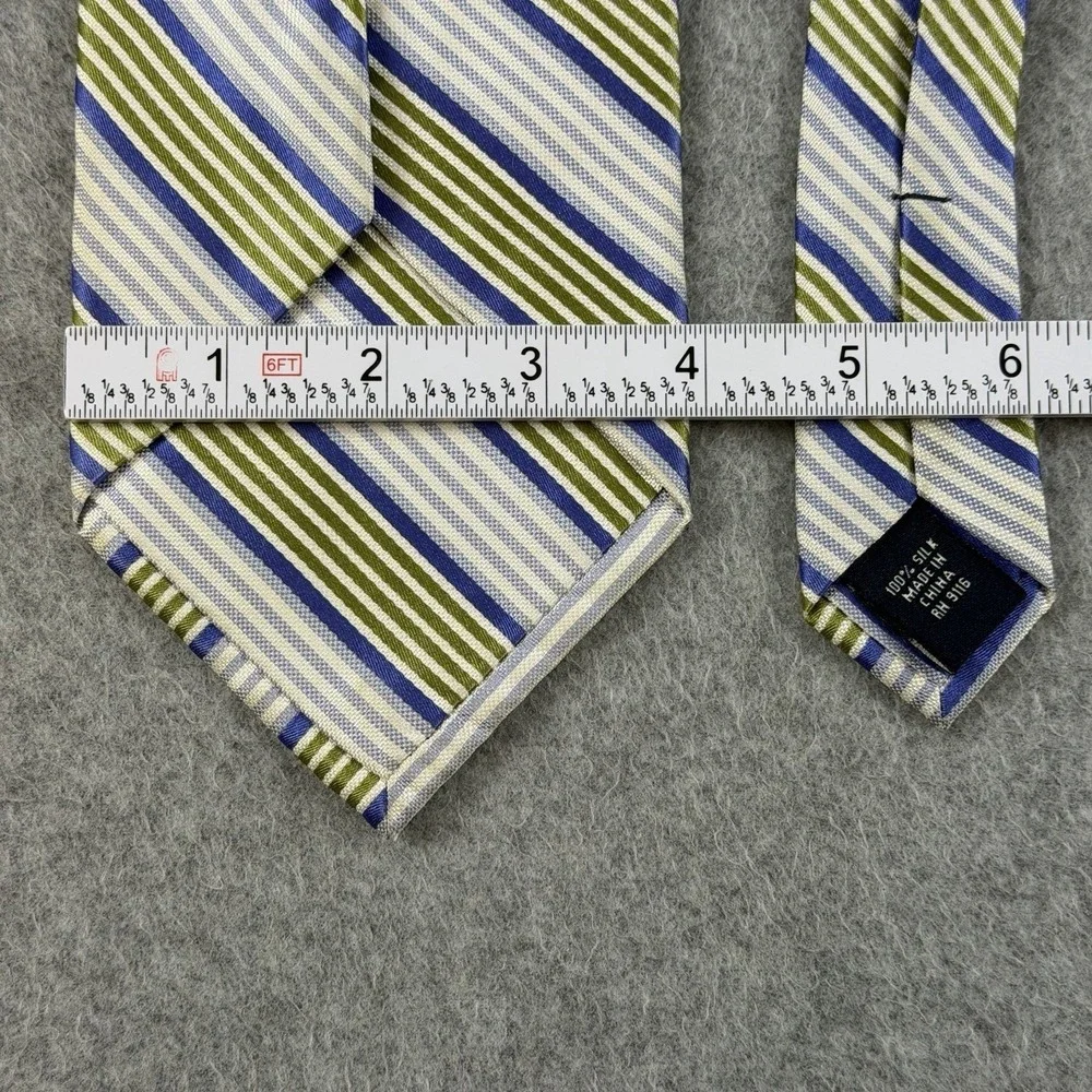 Grant Thomas Hand Sewn Silk Blue Green Stripe Necktie 100% Silk 60x3.9